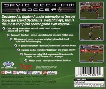 David Beckham Soccer (US) box cover back